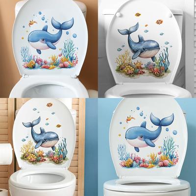 Mondo Sottomarino Cartone Animato Balena Alghe Bagno Toilette Casa Abbellimento Adesivi