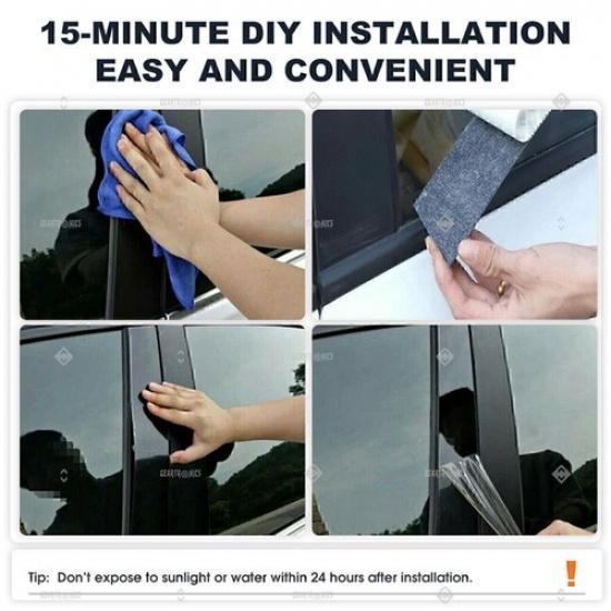 Black Pillar Posts For Honda Accord 13-2017 6pc Set Door Trim Piano Cover Window