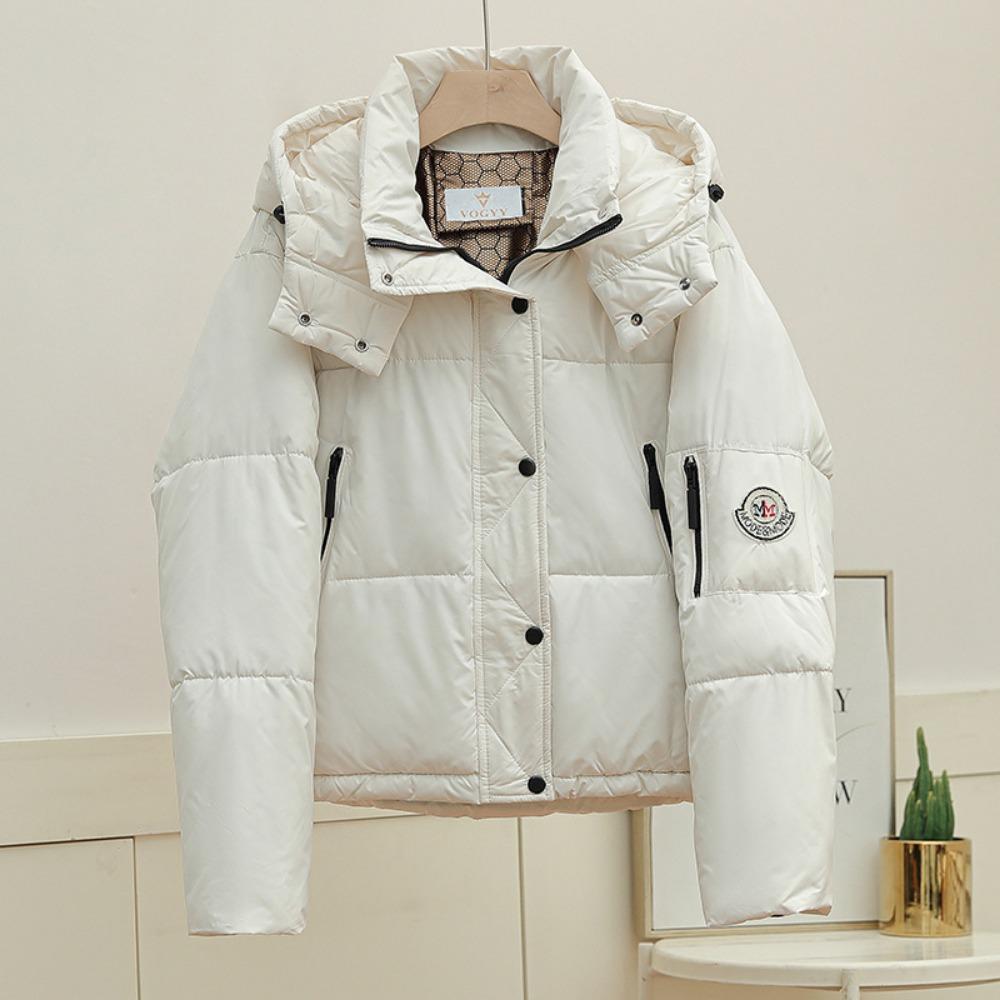 Short down padded jacket hooded leave-in solid color 2025 new small thickened warm winter jacket padded jacket
