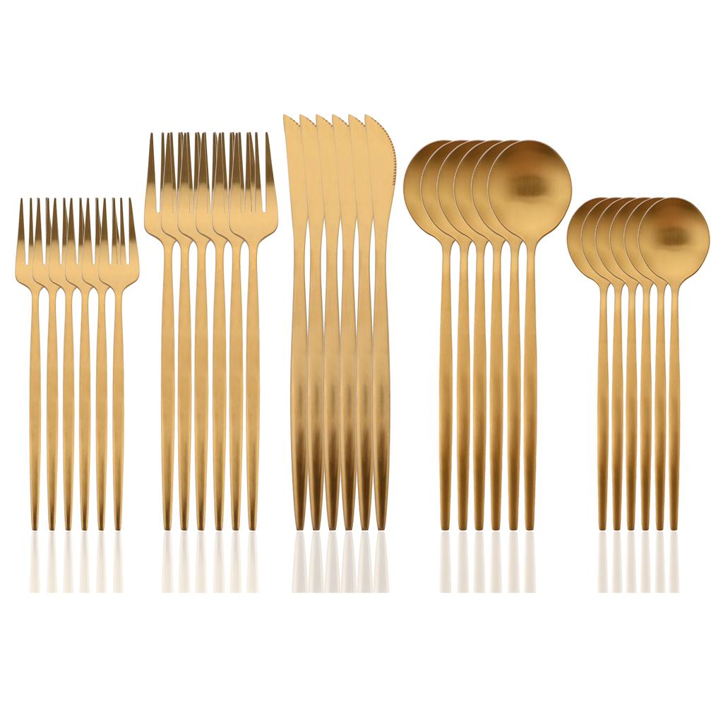 30 Teile/satz Geschirr Matte Schwarz Messer Salat Gabeln Dessert Löffel Besteck Set Edelstahl Besteck Familie Geschirr für Party