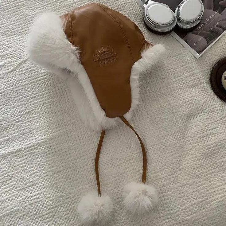 WTEMPO Autumn Winter Ear Protection Plush Bomber Hats Warm Thickened Outdoor Cold-proof Cycling Skiing Hats for Couple