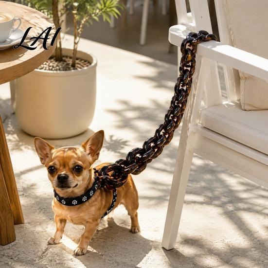 Small Pet Training Lead Big Chain Dog Leash Oversized Faux Metal Plastic Lightweight Birthday Gift for Owners Walking with Handle Puppies Cats