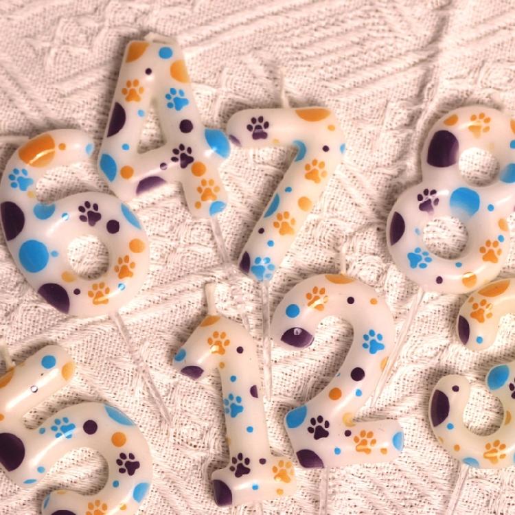 Hundtassar Tema Födelsedagsljus Siffra 0 till 9 Tassar Tårtdekorationer Tassavtryck Födelsedagskalasartiklar