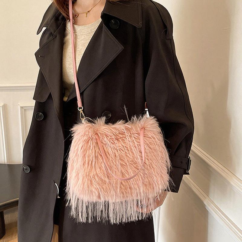 Furry Bags For Women's Fashion Women's Fur Tote Bags Y2K Handbag Versatile Designer Luxury Furry Bags Big Handbags Crossbody