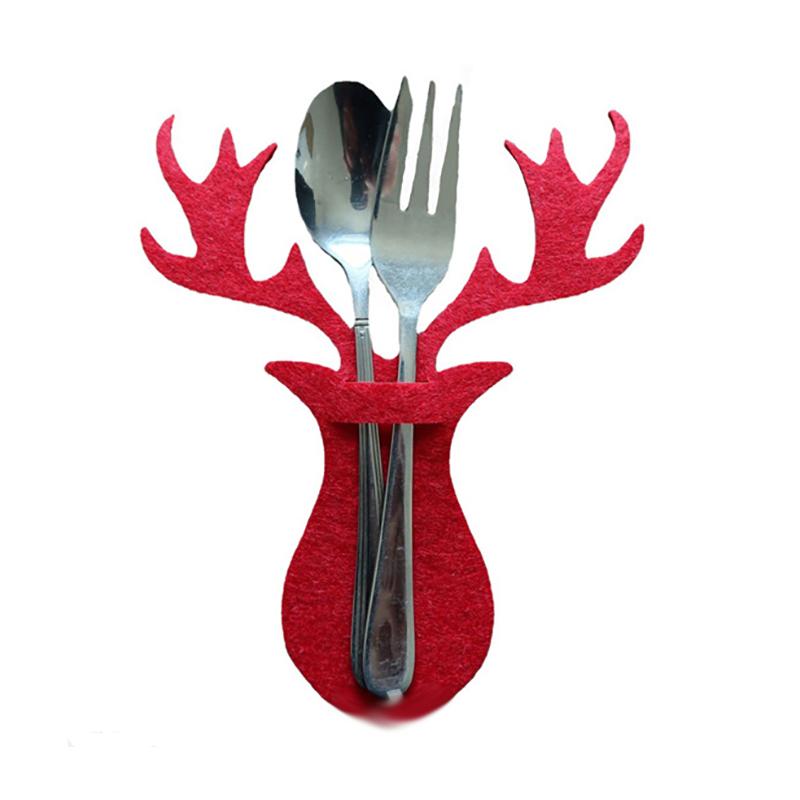 

Christmas Cutlery Knife Fork Covers Table Decor Christmas Tree Elk Xmas Star Tableware Pocket Holder Bags New Year Party
