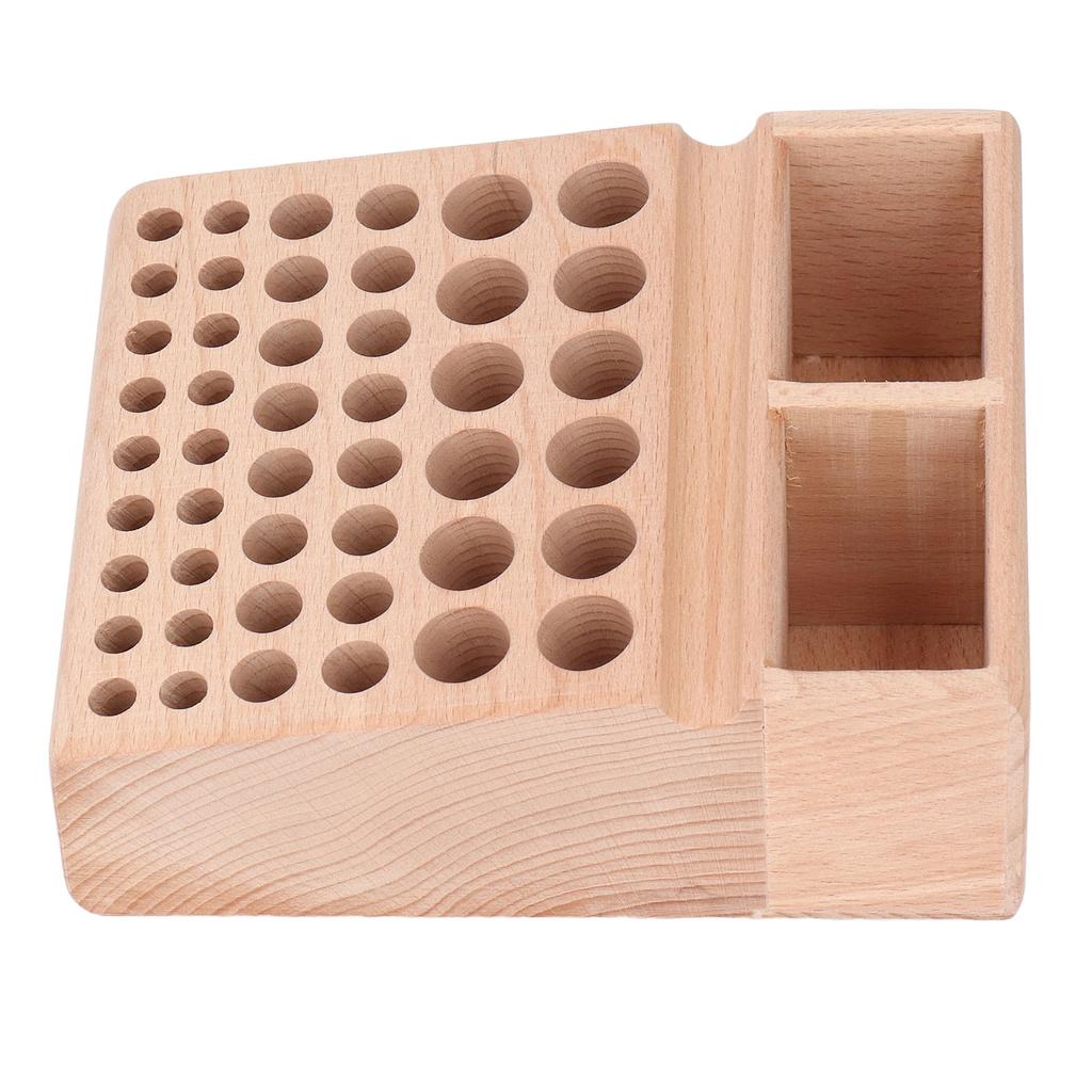 Leather Craft Tool Holder Beech Wooden Stand Crafting Organizer 46 Hole with Grooves for Hole Punch