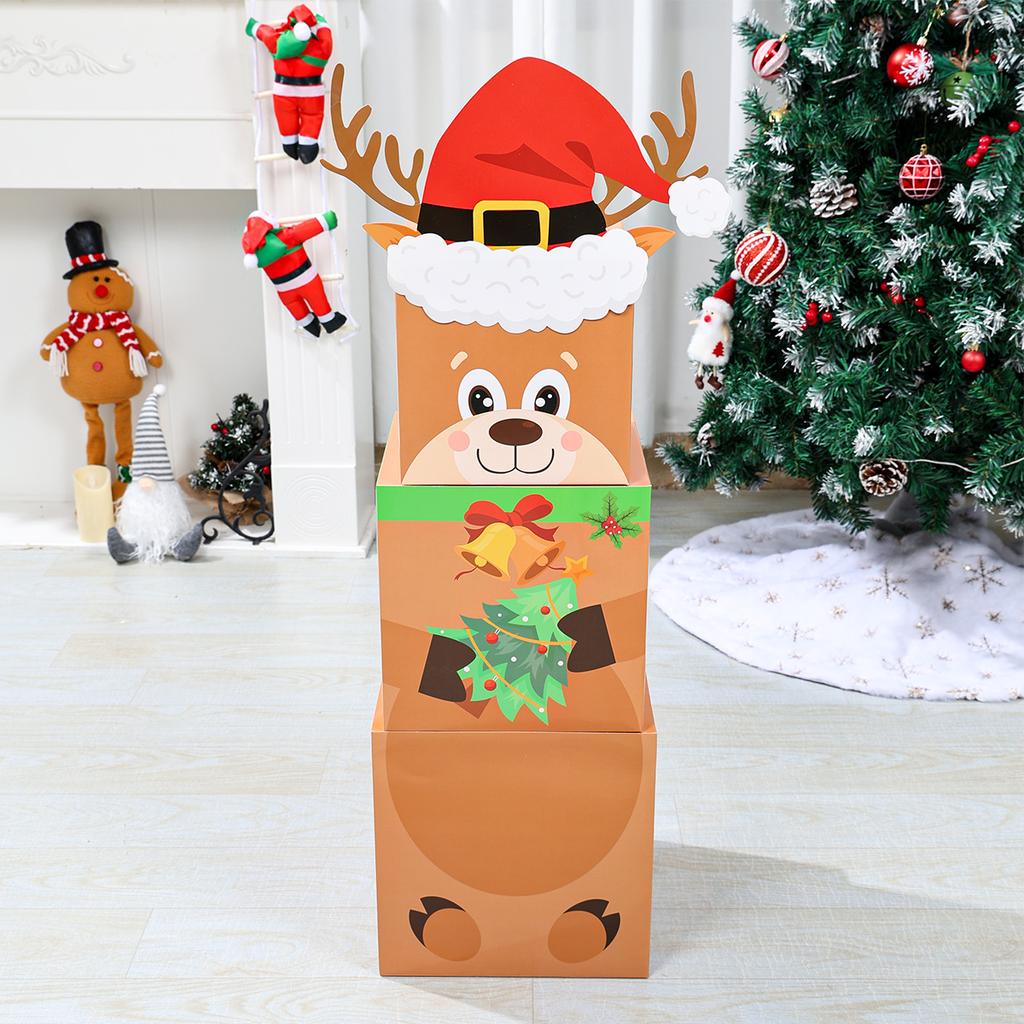 3pcs Christmas Snowman Stacking Boxes Merry Christmas Party Decoration 2026 Xmas Stacking Boxes Navidad Natal New Year Gift 2026
