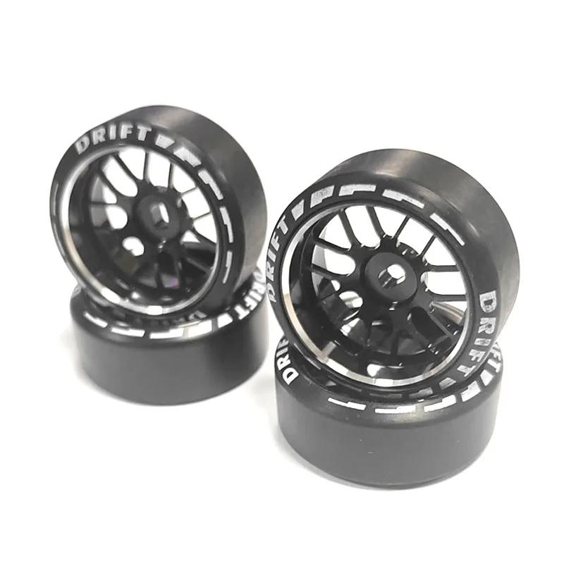 4pcs/set alloy rc wheel rim+ drift tire for 1/28 Wltoys K969 K989 P929 kyosho rally model car upgraded part