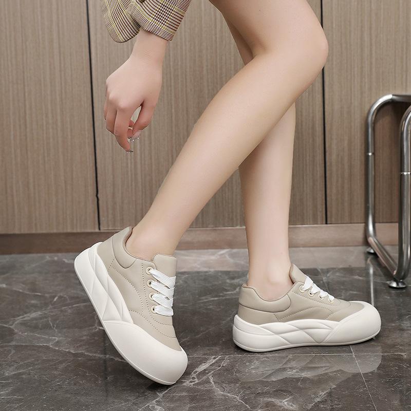 Br993 New  Spring and Summer Thick Sole Increased Casual Women's Shoes Korean Style Students' Skateboard Shoes round Head Breathable Street Shooting