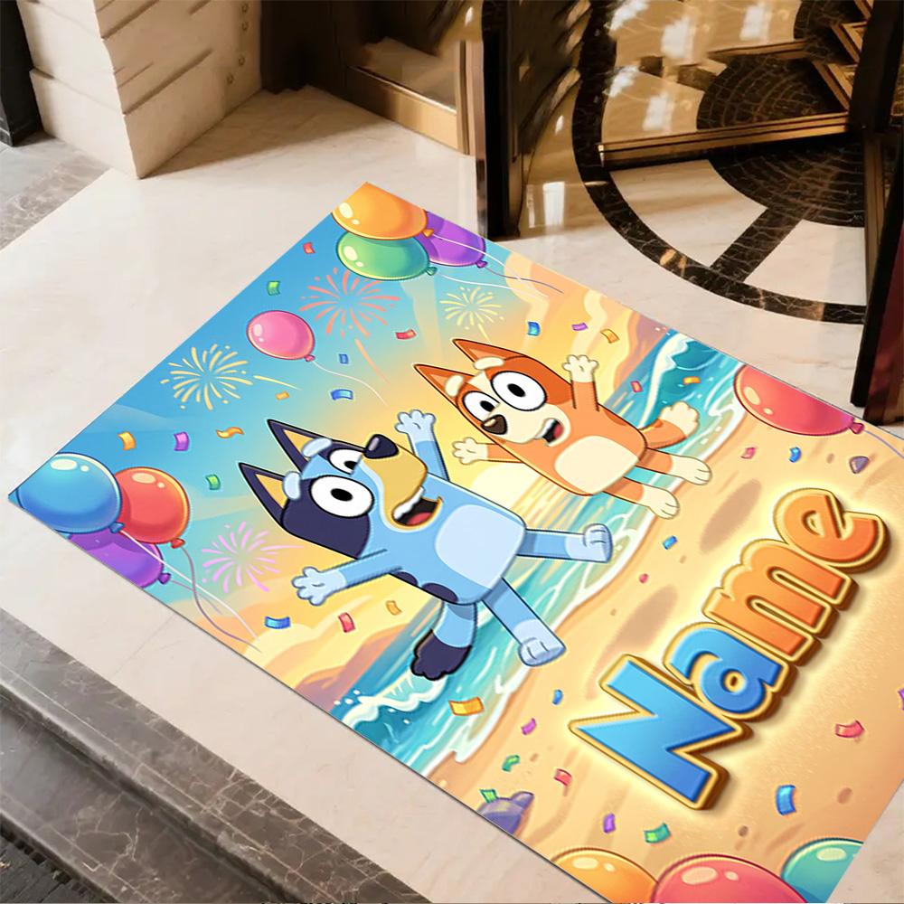 Bluey Cat Adventure Personalized Text Carpet Design for Dining Room Hallway Decorate room Balcony Anti-slip Rug Office home decor Gift for Festivals