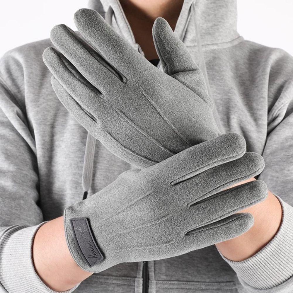 Keep Warm Winter Velvet Mittens Full Finger Gloves Soft Men Gloves Male