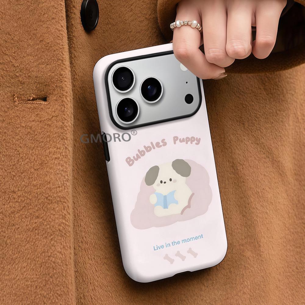 

Funny Reading Bear Phone Case for Apple 16/17 Pro Max - Double-Layer Film, Full Coverage, Large Hole Design iPhone XS Max