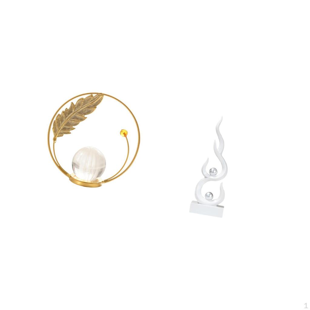 Crystal Flame Ball Metal Resin Sculpture Figurine Modern Ornament Statue Stand for Hallway Fireplace