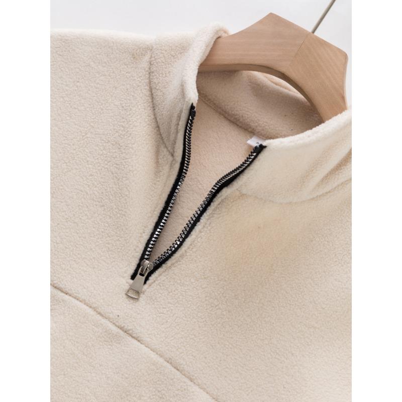 New Autumn and Winter Men's Velvet Stand Collar Sweatshirt Half Zipper Long Sleeve Large Size Casual