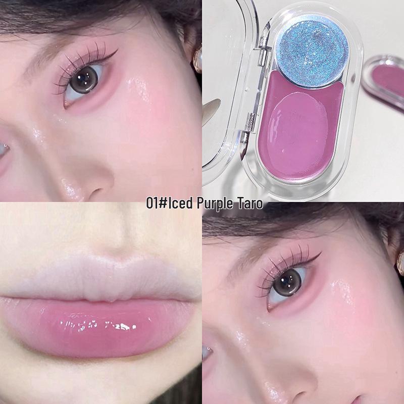 Gege Bear Dual Highlight & Blush Cream for Lips & Cheeks - Natural Brightening Makeup Palette