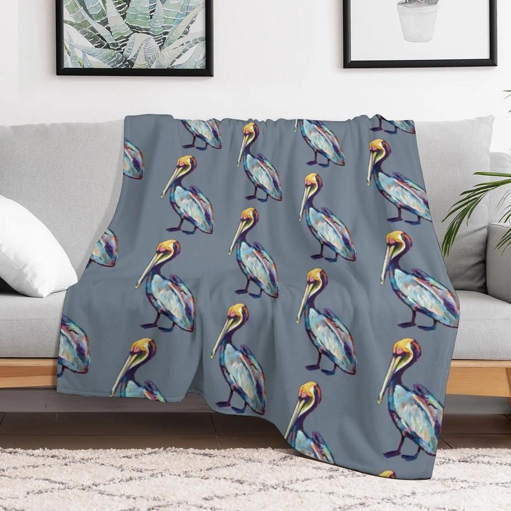 Colorful Pelican By Robert Phelps Throw Blanket Long Lasting Soft Plush Blanket For Daily Use