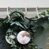 1pc Cascading Vine Shower Curtain with Yellow Berries & Eucalyptus Design, 70x70 Inches, Weathered Wooden Wall Look,