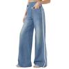 Women's Versatile High Street Retro Blue Side Striped Jeans