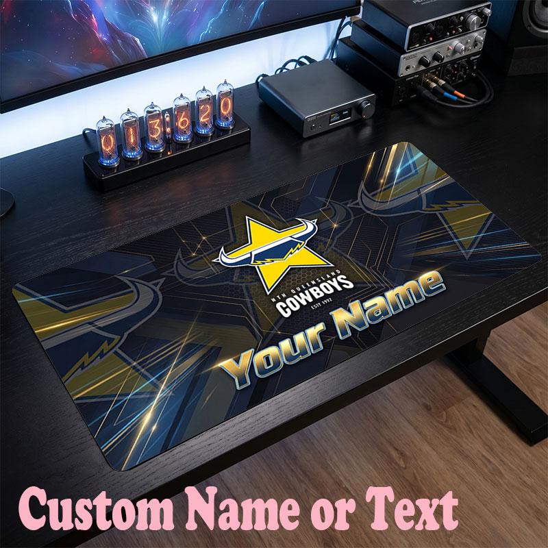 North Queensland Cowboys Customized Name Text Mouse Pad, Large Desk Mouse Mat Personalized Home Office Present