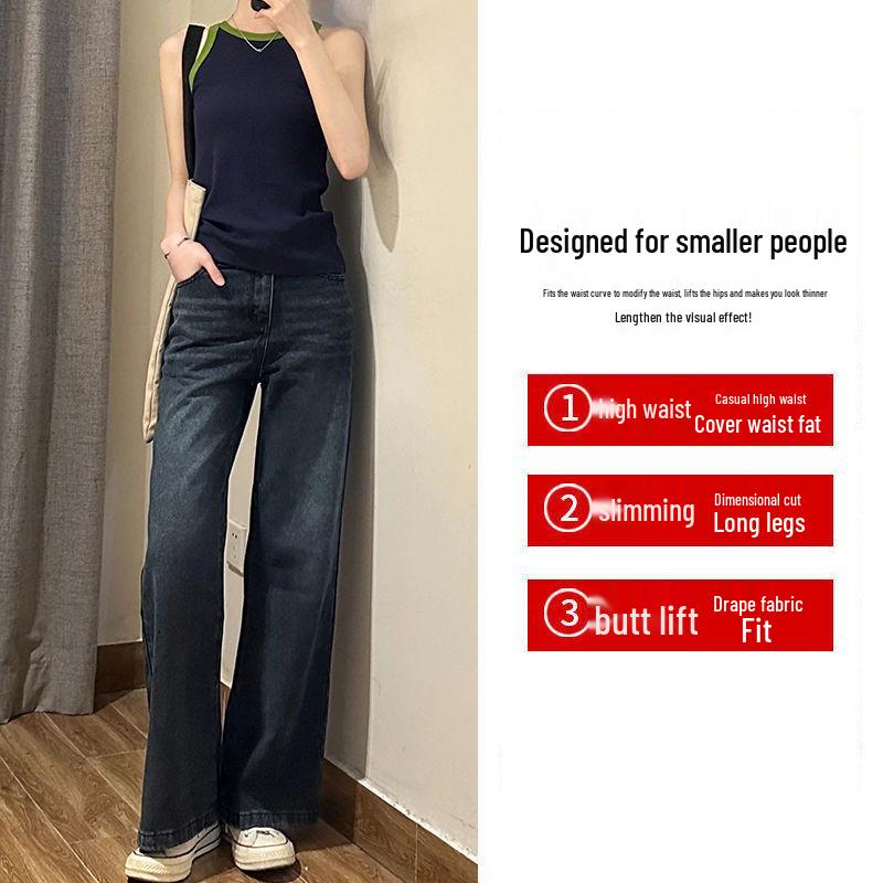 Damen High-Waist Retro Micro-Flare Jeans - XS Weiter Bein Schlaghosen für zierliche Figuren