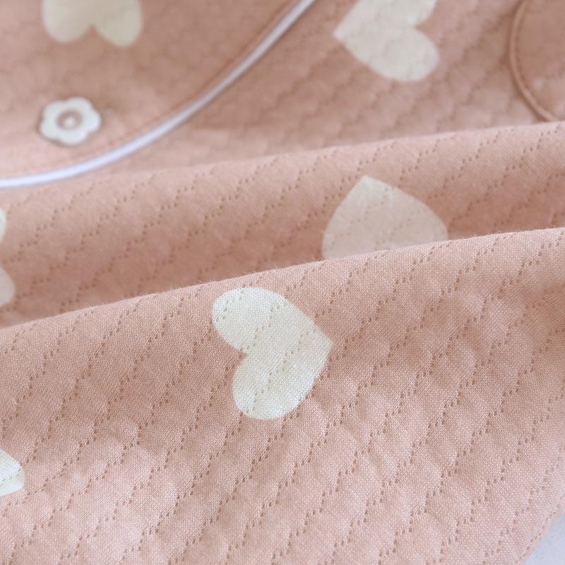 Autumn/Winter Women's Pure Cotton Long-sleeve Homewear Set - Thickened Air Layer for Warmth