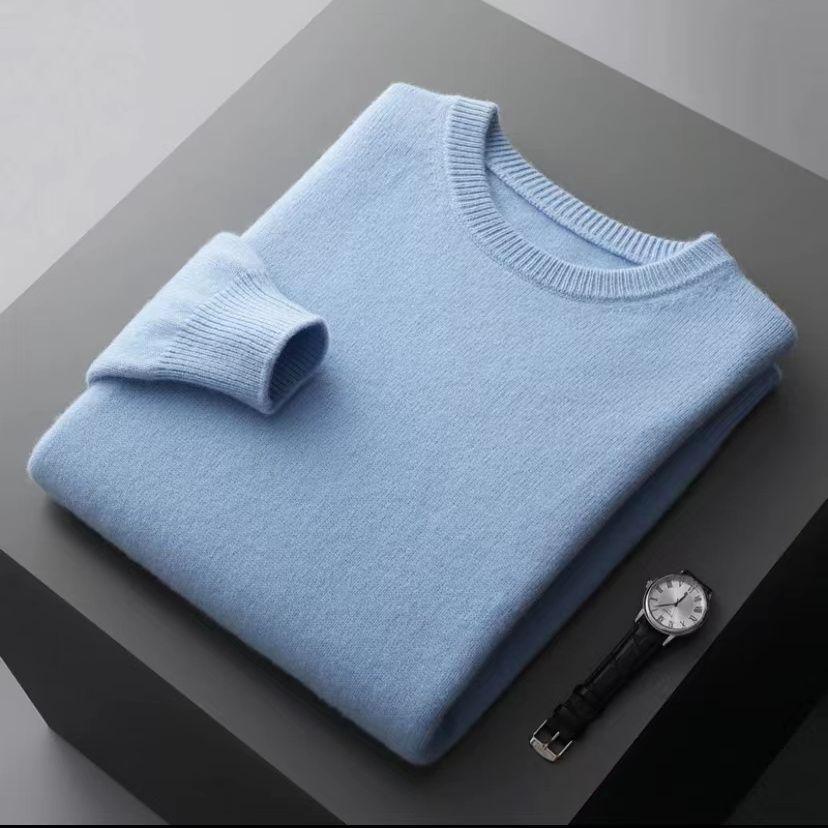 Romon Men's Crew Neck Wool Sweater - Long Sleeve Knitted Top for Spring, Autumn, and Winter