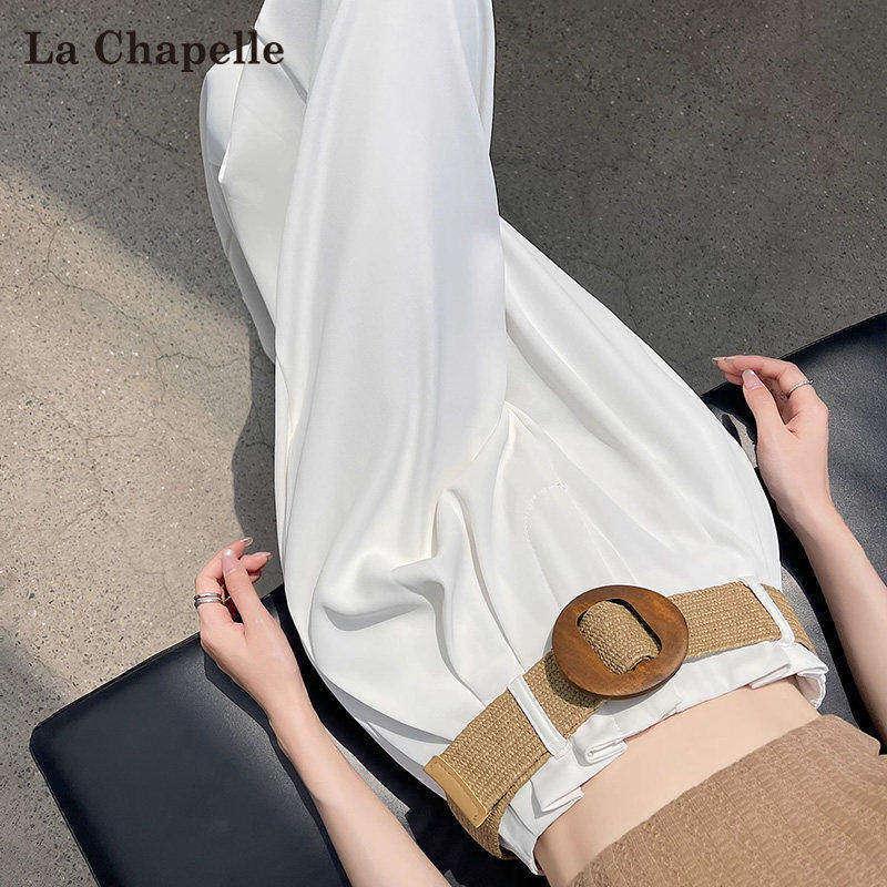 La Chapelle Women s Ice Silk Wide-Leg Suit Pants L