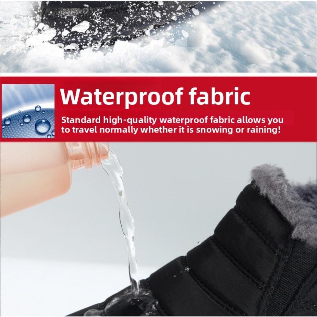 Winter Baumwollstiefel für Damen und Herren mit wasserdichter und plüschiger Isolierung, modische Kurzstiefel in Übergröße, Ein-Fuß-Schneestiefel