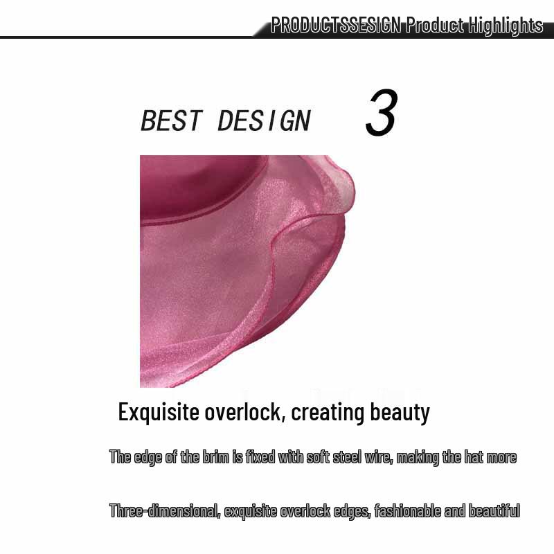 Damen Vintage Sonnenhut mit breiter Krempe und Organzablumen