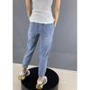 Jeans cropped streetwear di grandi dimensioni primavera autunno donna Jeans casual elastici a vita alta tinta unita larghi