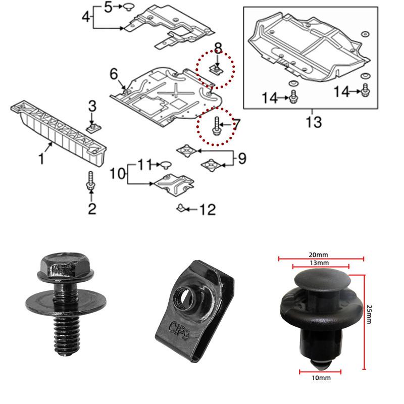 Honda/Toyota M6 Body Bolts & U-Nuts for Engine Cover, Underbody Splash Shield, Bumper