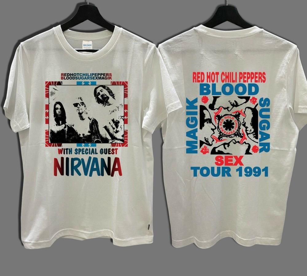 Винтажная футболка Red Hot Chili Peppers с Nirvana 1991 года S-2XL двусторонняя Унисекс XXXXL