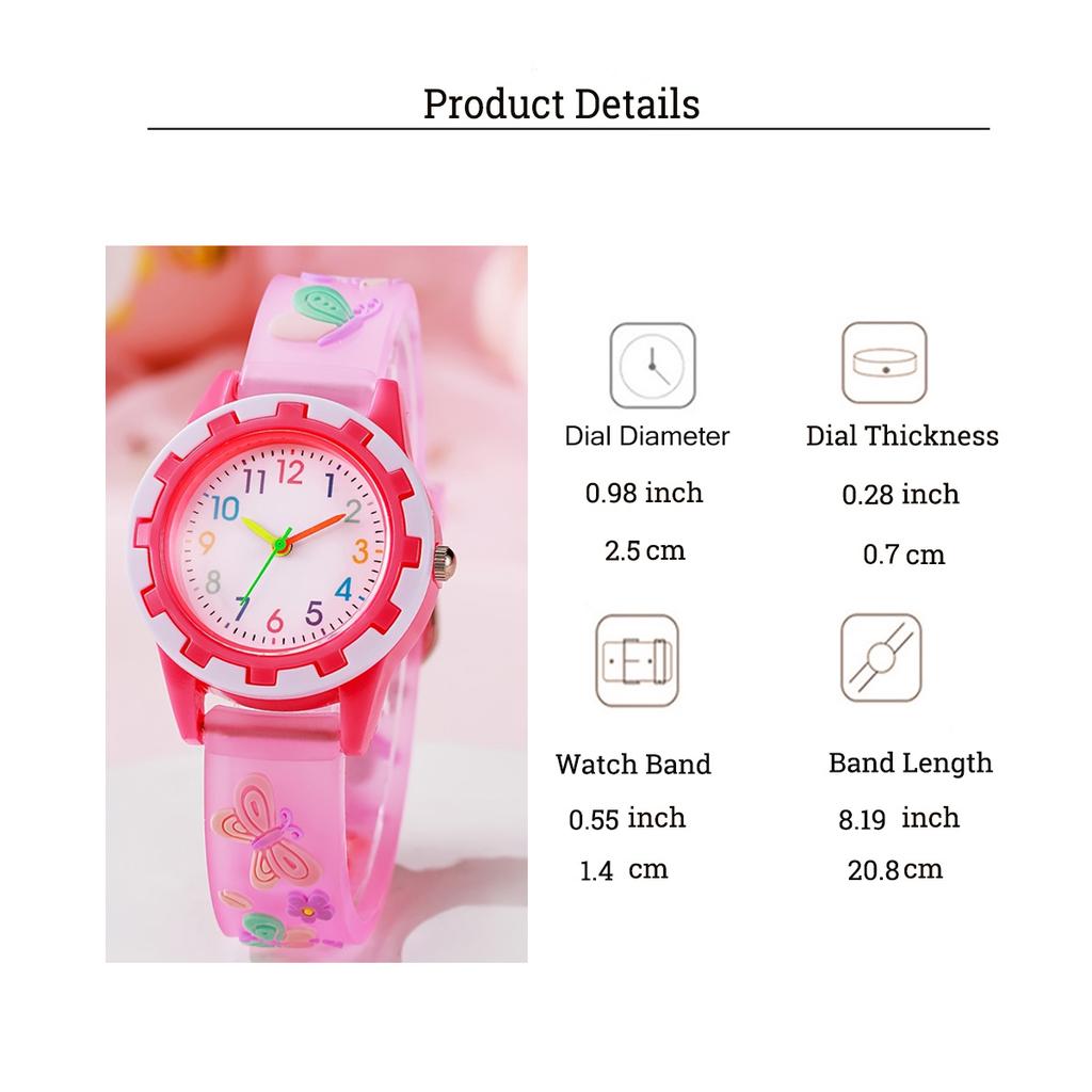 Cute Girl Heart Cartoon Butterfly Quartz Watch Colorful Fashion Trend, Suitable for Christmas Halloween Gift