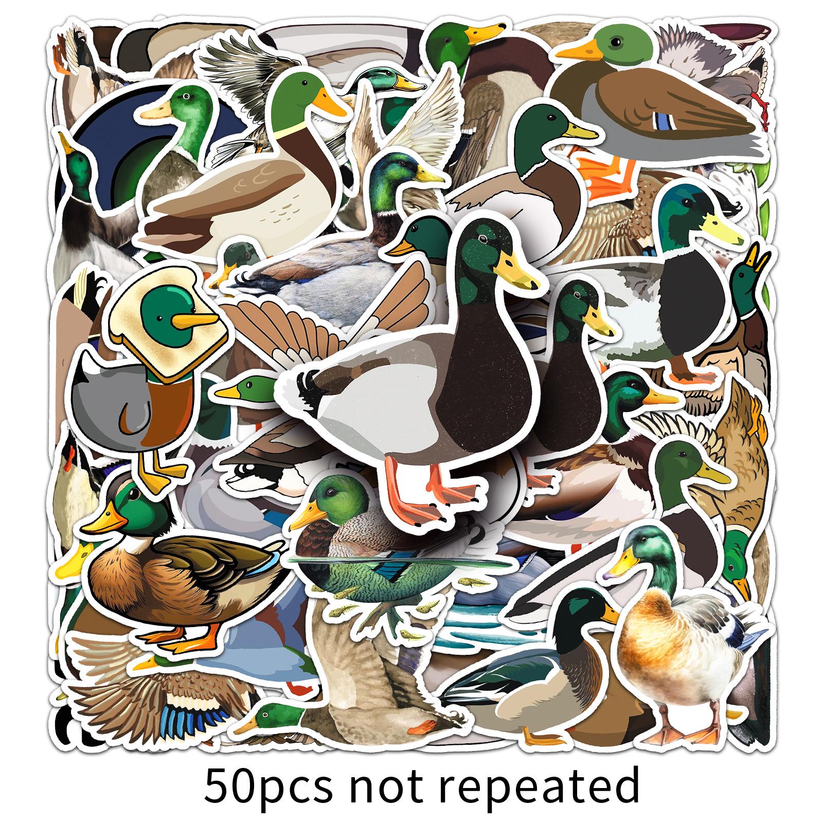 50PCS Waterproof Green-Headed Duck Cartoon Stickers for DIY & Journals