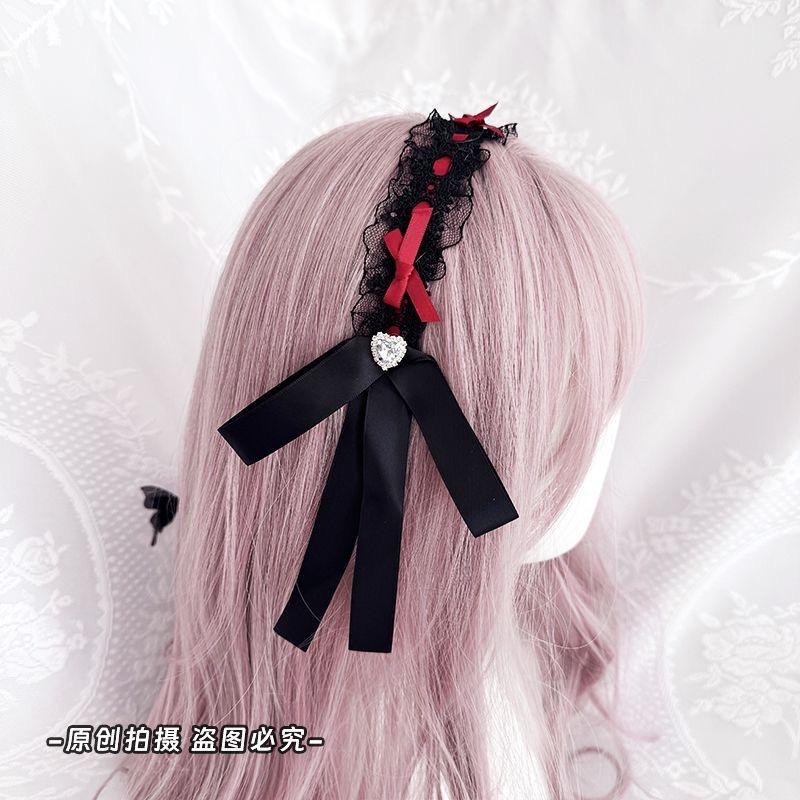 

Lolita cosplay y2k accessories headband lace bow hair accessories and headwear Headband hair bands kawaii for hair красный