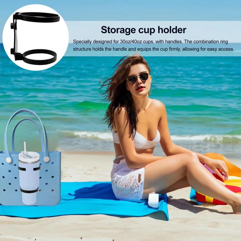 Cup Holder For Bogg Bag Adjustable Plastic Water Bottle Holder For Beach Tote Bag 30/40 Ounces Plug-in Drink Holder