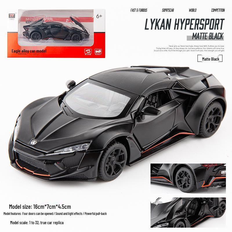 

1:32 Модель спортивного автомобиля из сплава Lykan со звуковыми и световыми эффектами - Четырехдверный коллекционный подарок для мальчиков