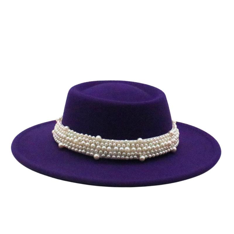 French Retro British Flat Top Top Hat Season Men'S And Women'S Hats Hepburn Face Small Felt Hat
