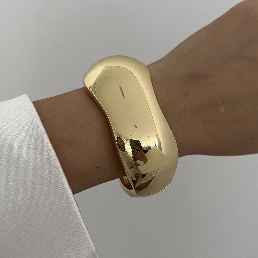 Zinc Zinc Zinc Alloy Simple Metal Bracelet Geometry Wide Side Bangle Personality Exaggerated Bracelet Daily