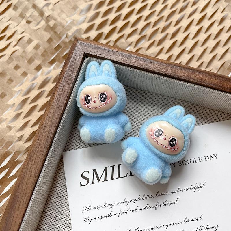 Figure Labubu The Monsters Monster Toy Children's Fluffy Blue 4 Cm