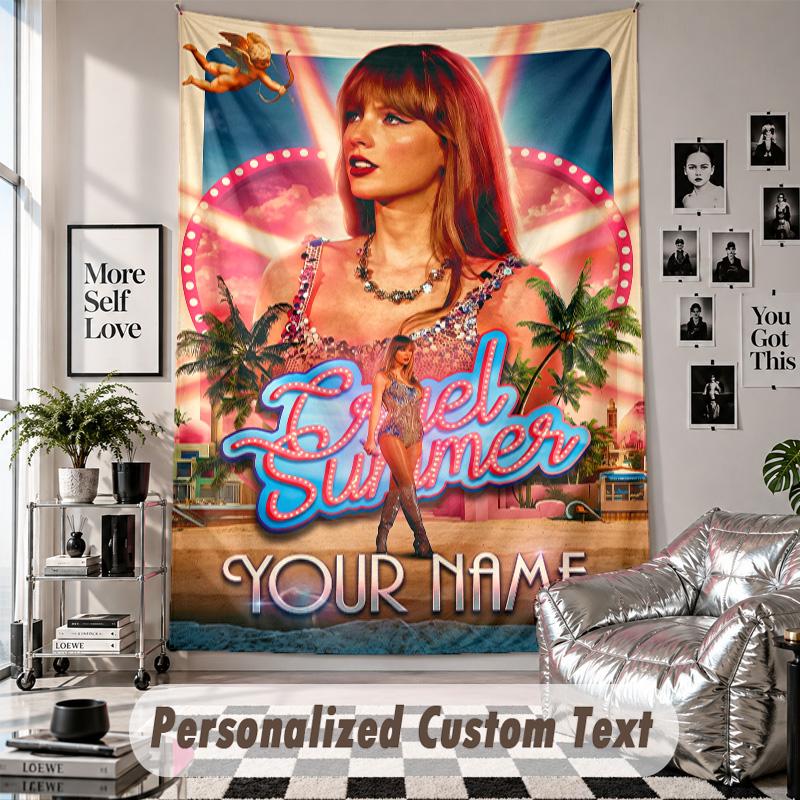 Wall Hanging Tapestry With Custom Name & Text, Taylor Swift Decorative Tapestry For Bedroom