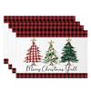 Christmas Placemats Dining Table Festive Holiday Decoration Snowflakes Tree Designs Dining Mats for Xmas Party Family Dinner