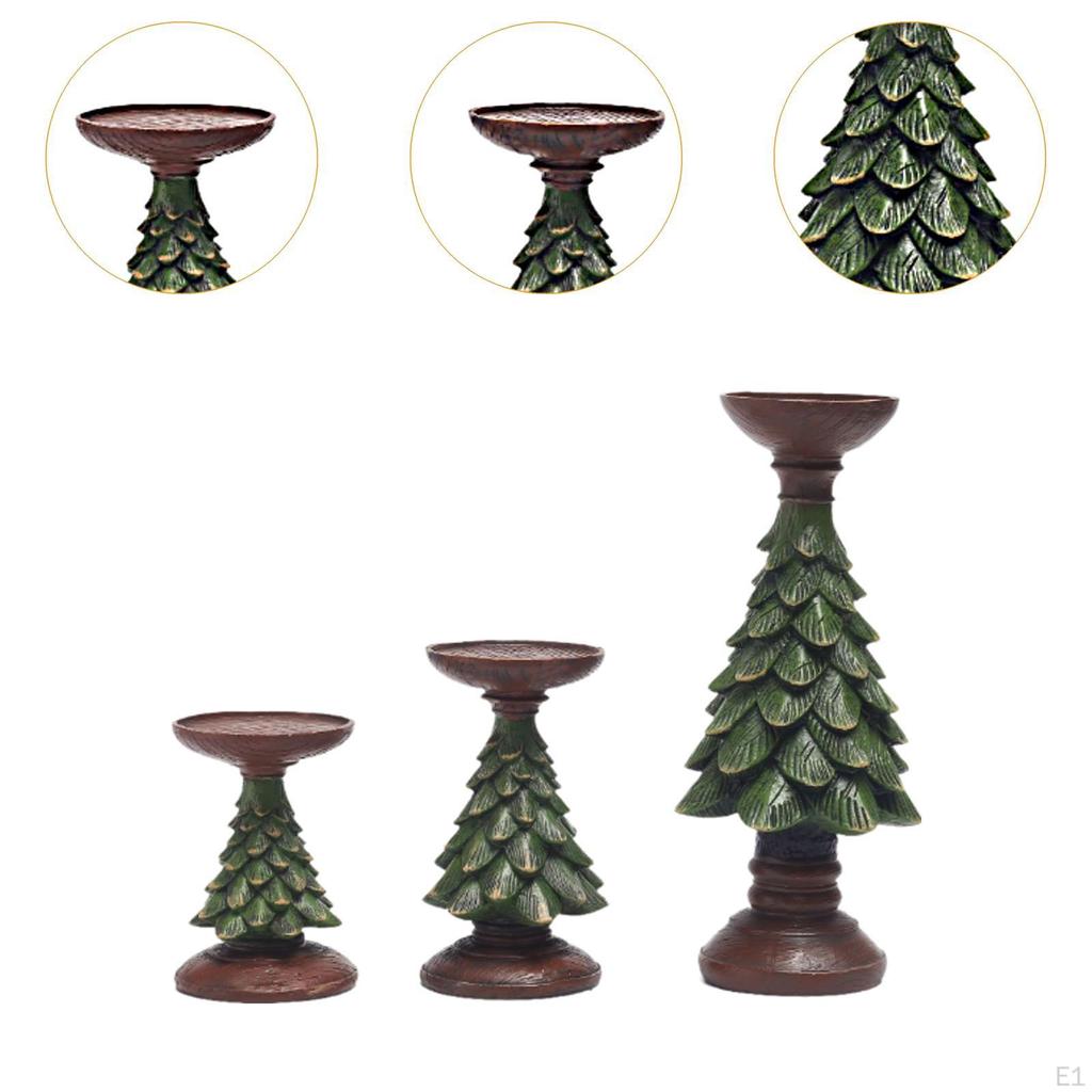 3 Christmas Candle Holders Resin Tea Light Decoration Candlesticks for Party Table