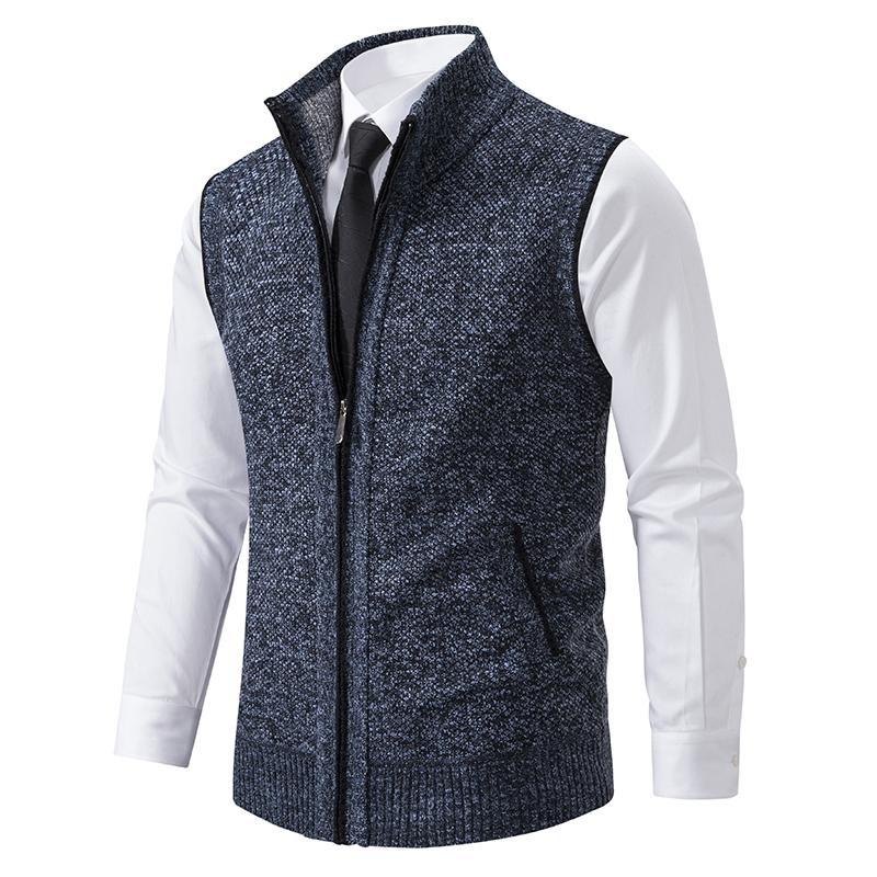 Gilet Maglione Senza Maniche Lavorato a Maglia da Uomo Lana Velluto Cardigan con Cerniera Collo Reversibile Pullover Maglione a Collo Alto Cappotto Maglia Gilet Maglia