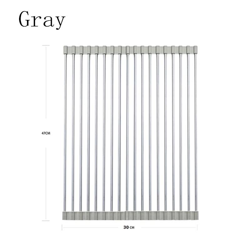 Кухонная сушилка для посуды сворачивающаяся силиконовая нескользящая складная сушилка для раковины многоцелевая для кухонной мойки для кухонной стойки 4915₽