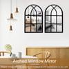 2Pcs Window Wall Mirror for Wall Decor Vintage Rustic Arched Wall Mirror Decorative Windowpane Mirror Acrylic Mirror Wall Decor