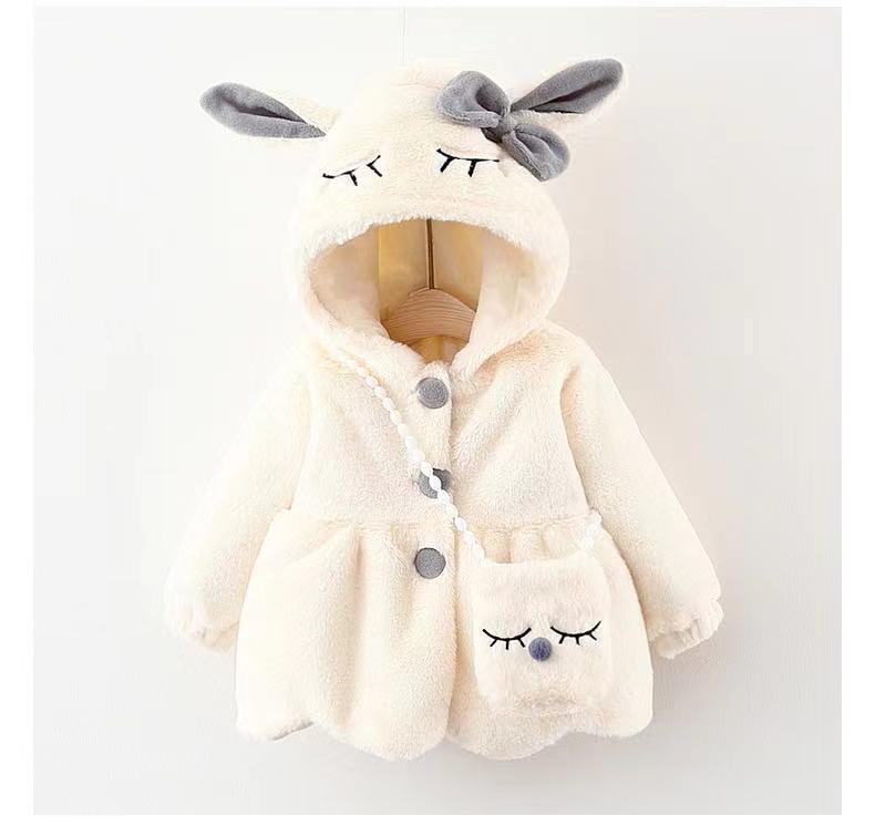 Children's Long-Sleeve Hooded Coat with Rabbit Ears - Winter 2023 Collection