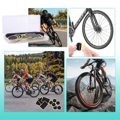Set di Riparazione Forature Pneumatici per Biciclette Kit di Riparazione con Perforatore Set di Toppe per Camere d'Aria Bici Toppe Autoadesive per Riparazione Forature