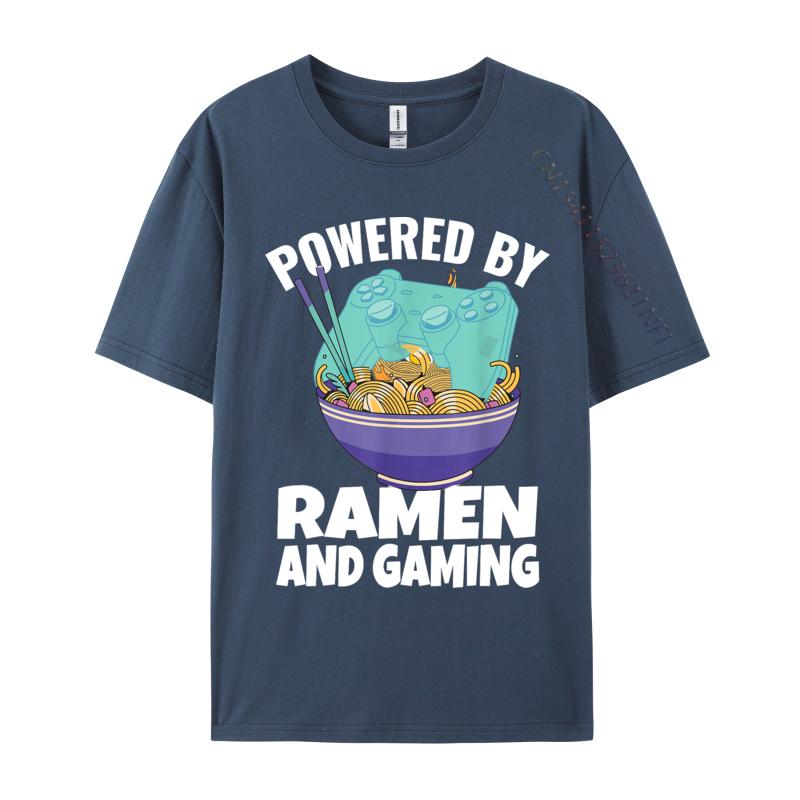 Powered By Ramen And Gaming Gamer Family Cotton Men's Top T-shirts Design Tops Tees Designer Tops Shirt Drop Shipping