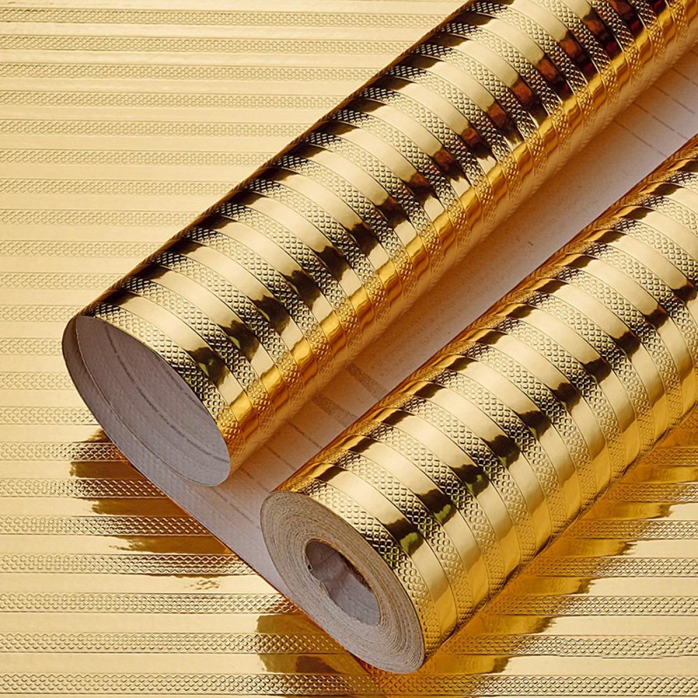 40CMx10M Kitchen Oil-proof Sticker PVC DIY Self-adhesive Kitchen Wallpaper Metal texture Thickened Cabinet Wallpaper